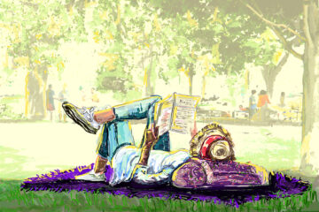 Woman Reading in a Park