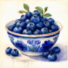 Blueberries in a bowl Watercolor