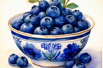 Blueberries in a bowl Watercolor