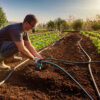Setting up irrigation for a garden