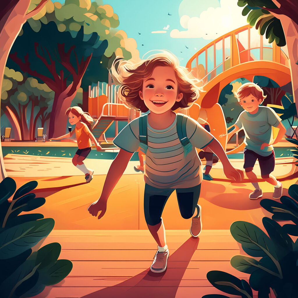 Children having fun in  a playground.