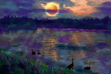 River at Twilight, artist meditation and poetry reading.